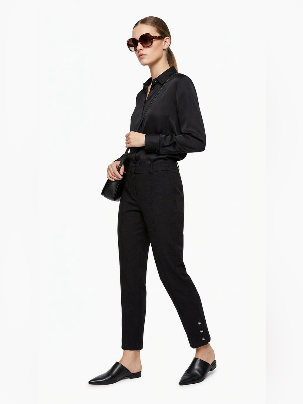 Classic Black Tailored Ankle Pants - Women's